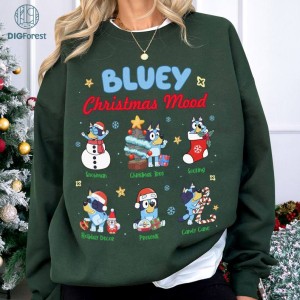 Bluey Christmas Mood PNG | Bluey Family Christmas | Bluey Christmas Sweatshirt | Bluey Party | Bluey And Bingo | Christmas Sweatshirt |