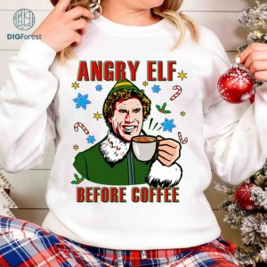 Buddy Angry Elf Before Coffee Christmas Png, Christmas Sweatshirt, Christmas Shirt, Christmas Gifts, Digital Download