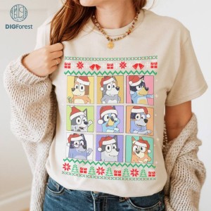 Blue Dog Ugly Xmas Shirt | Bluey Christmas Gift PNG| Bluey Characters Ugly Christmas Sweater | Bluey Family Christmas Shirt | Bluey Bingo Shirt