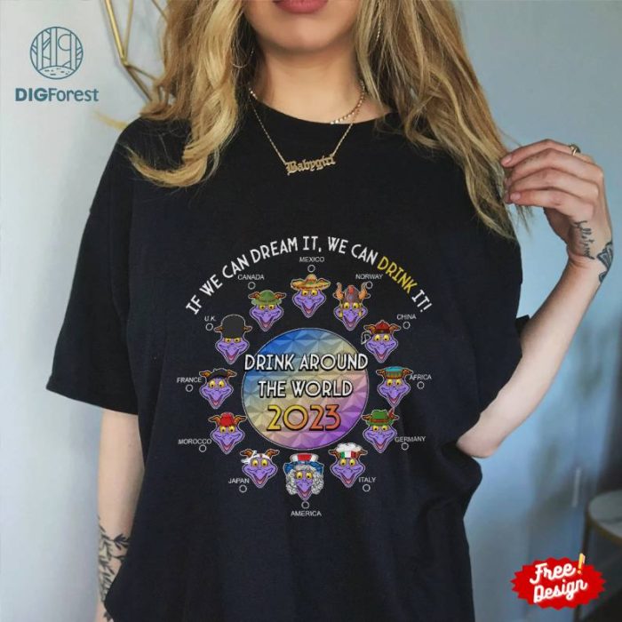 Epcot Figment Shuirt, Epcot Drink Around The World PNG, Epcot World Tour 2023 Shirt, Epcot Festival Shirt, Family Vacation Shirt