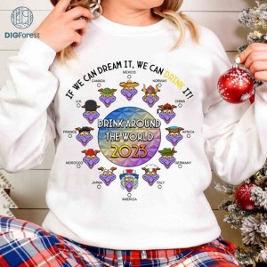 Epcot Figment PNG, Epcot Drink Around The World Shirt, Epcot World Tour 2023 Shirt, Epcot Festival Shirt, Family Vacation Shirt