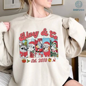 Bluey & Co Family Merry Christmas 2023 Tee | Bluey Family Christmas PNG | Bingo Merry Christmas | Christmas Bluey Bingo | Bluey Kids Shirt