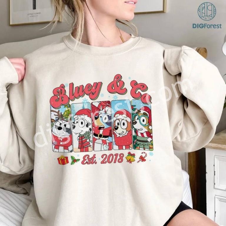 Bluey & Co Family Merry Christmas 2023 Tee | Bluey Family Christmas PNG ...