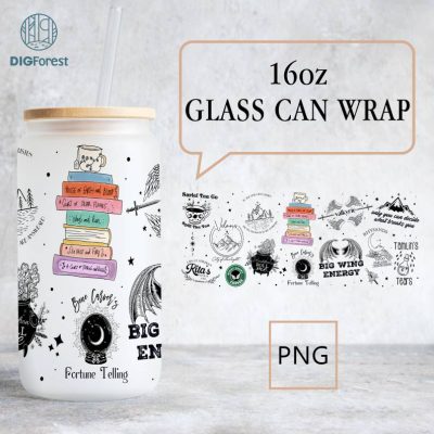 ACOTAR Tumbler Sarah J Maas 16oz Libbey Cup for Beer-Tea-Coffee Glass PNG, Dark Fantasy, Bookish Cup Gift, Suriel Tea Co Png, Glass Can Tumbler