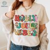 Bluey and Bingo Holly Jolly Vibes Christmas Tshirt | Bluey Family Christmas PNG | Blue Dog Christmas Shirt | Bluey and Bingo | Bluey Kids Shirt
