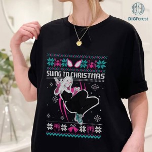 Spider Gwen Swing to Christmas Sweater, Spider-Woman Ugly Xmas Sweatshirt, Ghost Spider Ugly Christmas Shirt, Gwen Stacy Ugly Christmas Tee