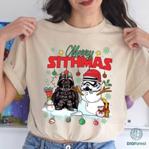 Merry Sithmas Christmas Download, Santa Darth Vader Stormtrooper Merry Sithmas Shirt PNG, Christmas Lights Shirt PNG, Christmas Download