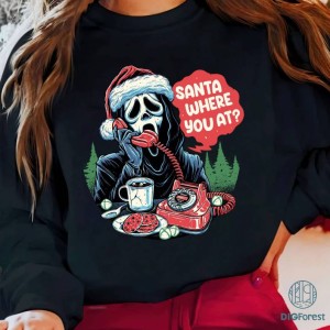 Santa Where You At Ghost face PNG| Funny Christmas Shirt, Funny Millenial Christmas Shirt | Horror Movie Shirt, Scary Movie Shirt