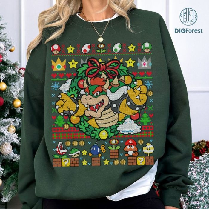 Super Mario Bowser Christmas Shirt, Super Mario Bros Christmas Sweatshirt, Bowser Holiday Shirt, Mario Christmas Tee, Gaming Christmas Gift Shirt