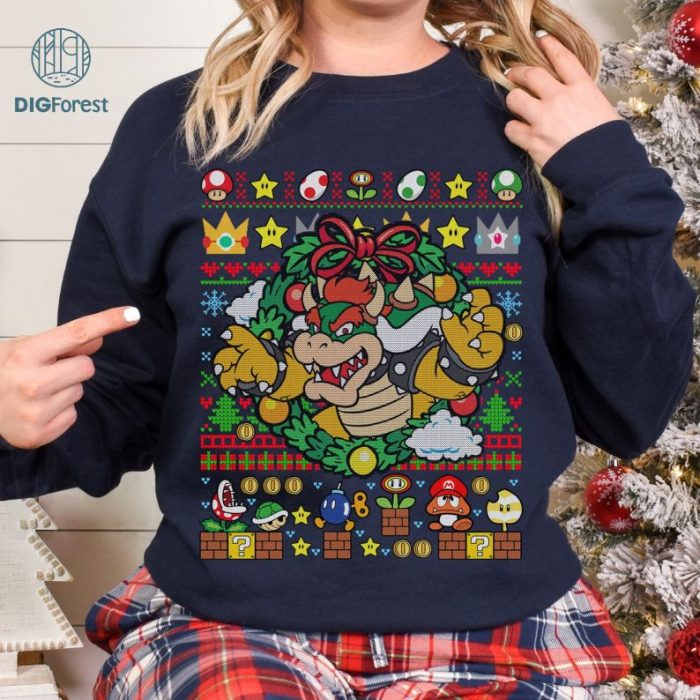 Super Mario Bowser Christmas Shirt, Super Mario Bros Christmas Sweatshirt, Bowser Holiday Shirt, Mario Christmas Tee, Gaming Christmas Gift Shirt