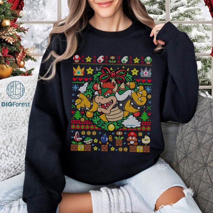 Super Mario Bowser Christmas Shirt, Super Mario Bros Christmas Sweatshirt, Bowser Holiday Shirt, Mario Christmas Tee, Gaming Christmas Gift Shirt