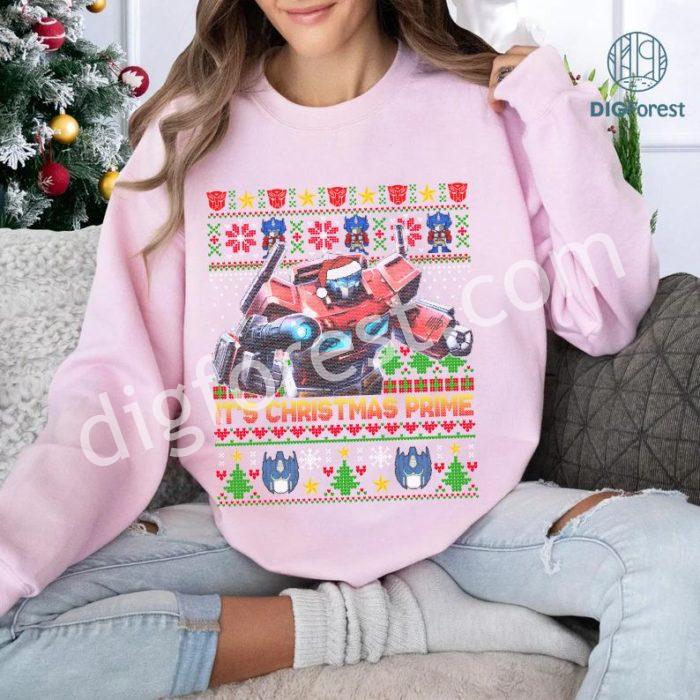 Optimus Prime Transformers Christmas Shirt, Ugly Xmas Sweater, Rise of the Beasts Holiday Tee