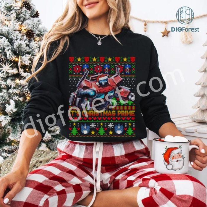 Optimus Prime Transformers Christmas Shirt, Ugly Xmas Sweater, Rise of the Beasts Holiday Tee