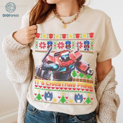 Optimus Prime Transformers Christmas Shirt, Ugly Xmas Sweater, Rise of the Beasts Holiday Tee