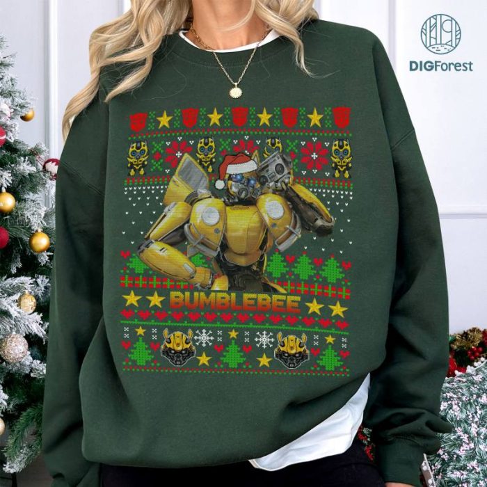 Optimus Prime Bumblebee Ugly Xmas PNG | Transformers Tshirt | Bumblebee Shirt | Autobots Christmas Shirt | Bumblebee Christmas Tee