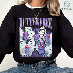 Caterpie Metapod Butterfree PNG| Vintage Butterfree Shirt | Butterfree Homage Shirt | Pikachu Shirt | Anime Video Game Shirt