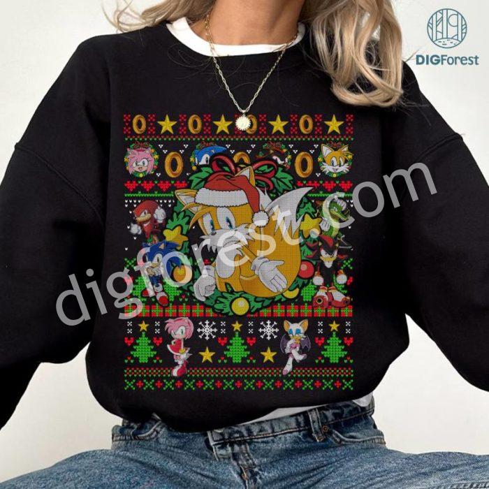 Sonic Miles Ugly Christmas PNG | Sonic the Hedgehog Christmas Sweatshirt | Sonic Video Game Shirt | Gamer Christmas Gifts Xmas Tee