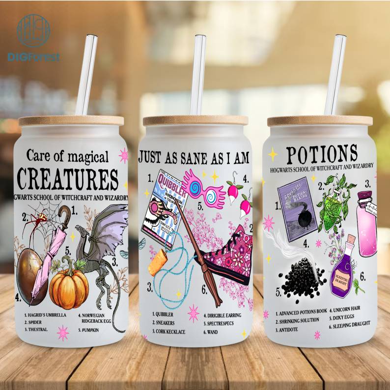 Wizard Magic Beer Can | Glass HP Mug | Magic Mug | Iced Coffee Cup | HP Coffee Cup | Libbey Glass Can | Christmas Coffee Gift | Gift for Her