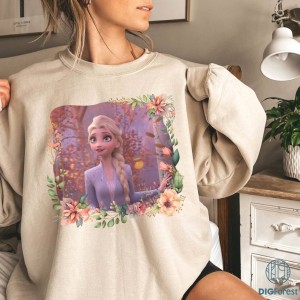 Retro Floral Princess Elsa PNG | Frozen Lovers Shirt | Elsa Princess Sweatshirt | Birthday Gifts | Gifts for Kids