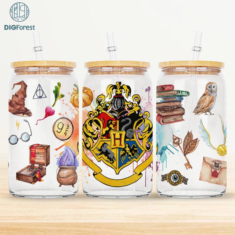 Wizard Magic Beer Can PNG | Glass HP Mug | Magic Mug | Iced Coffee Cup | HP Coffee Cup | Libbey Glass Can | Christmas Coffee Gift | Gift for Her