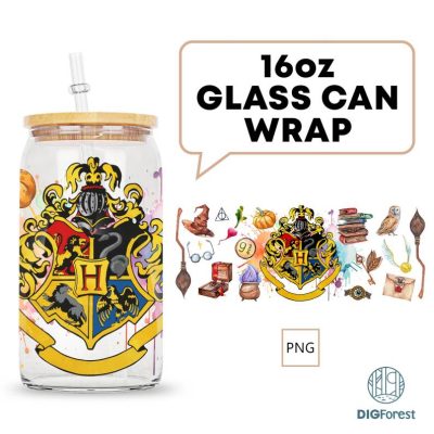 Wizard Magic Beer Can PNG | Glass HP Mug | Magic Mug | Iced Coffee Cup | HP Coffee Cup | Libbey Glass Can | Christmas Coffee Gift | Gift for Her