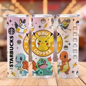 Pokemon Tumbler PNG Wrap, 20oz Skinny Tumbler Pokemon, Anime Tumbler, Digital Game Tumbler, Movie Tumbler Wrap, Pikachu Friends Gift