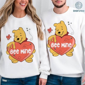 Disney Cute Pooh Bee Mine Love Heart PNG, Winnie The Pooh Tee, Valentine's Day T-shirt , Couple Matching Trip Sweatshirt, Magic Kingdom