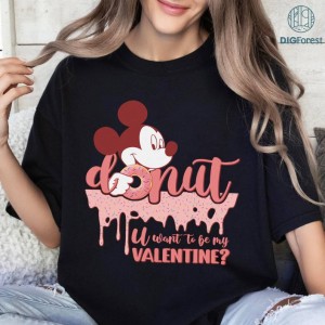 Disney Mickey Mouse Donut Valentines PNG, U Want to be my Valentine Shirt, Disneyland Valentines shirt, Matching Valentine Shirt, Valentine Gift