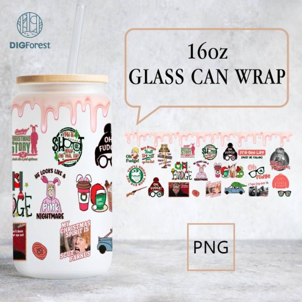 Home Alone Christmas 16oz Libbey Glass Can Wrap, Kevin Mccallister Holiday Gift Glass Can Digital Png, Funny Christmas Movie Quotes