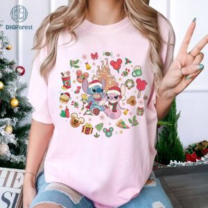Disney Stitch and Angel Gingerbread Christmas Png, Stitch Christmas Sweatshirt, Disneyland Christmas Shirt, Mickey's very merry Christmas 2023