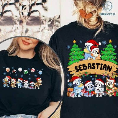 Bluey Family Christmas Shirt, Bluey Christmas Tree PNG, Bluey and Friends Xmas Party Shirt, Bluey Christmas Balloons, Bluey Bingo Shirt