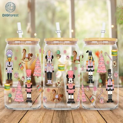 Disney Mickey and Friends 16 oz Libbey Glass Can Digital Design | Mickey and Friends Glass Can Png | Mickey Minnie Libbey Glass Wrap