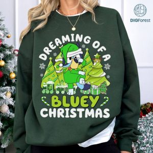 Dreaming of A Bluey Christmas Png | Bluey Merry Christmas 2023 Shirt | Bluey Xmas Shirts | Kids Tee Bluey Christmas | Shirt Blue Dog Christmas