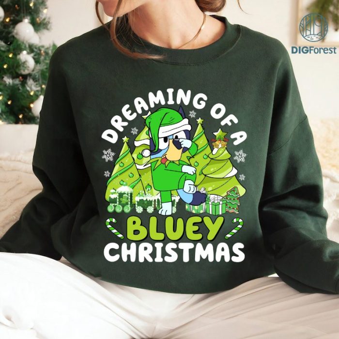 Dreaming of a Bluey Christmas Shirt | Bluey Merry Christmas 2024 Tee | Kids Blue Dog Xmas Shirt