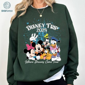 Disneyworld Where Dreams Come True Family Trip 2024 PNG, Disneyland Cruise Group Family Matching Shirts, Mickey and Friends Magic kingdom