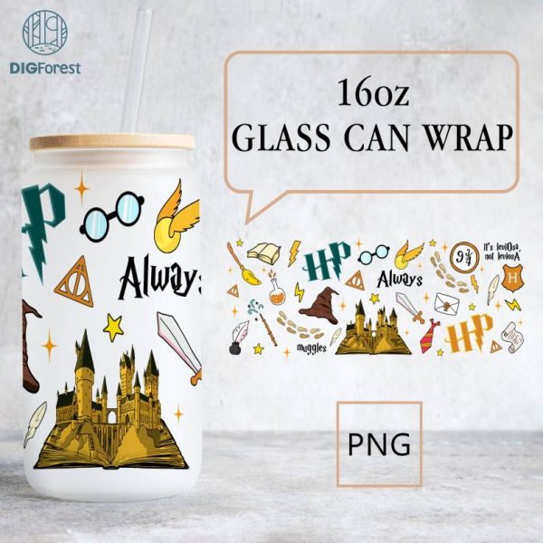 Wizard Magic Beer Can PNG |  Glass HP Mug | Magic Mug | Iced Coffee Cup | HP Coffee Cup | Libbey Glass Can | Christmas Coffee Gift | Gift for Her