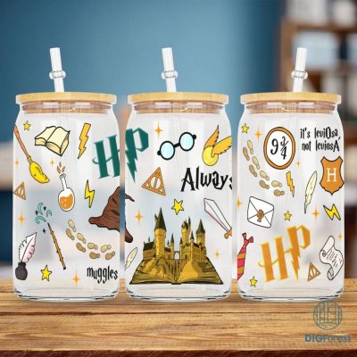 Wizard Magic Beer Can PNG | Glass HP Mug | Magic Mug | Iced Coffee Cup | HP Coffee Cup | Libbey Glass Can | Christmas Coffee Gift | Gift for Her