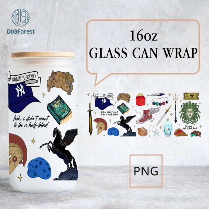 Percy Jackson Tumbler Wrap Png | Camp Half Blood | Heroes Of Olympus Png | Camp Jupiter Glass Cup 16oz | Book Lover Gift | Bookish