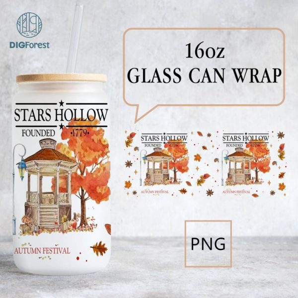 Stars Hollow Gilmore Girls Libbey Can  Glass Wrap PNG 16Oz | Luke's Diner Stars Hollow Png | Stars Hollow Christmas Png Perfect Libbey Glass