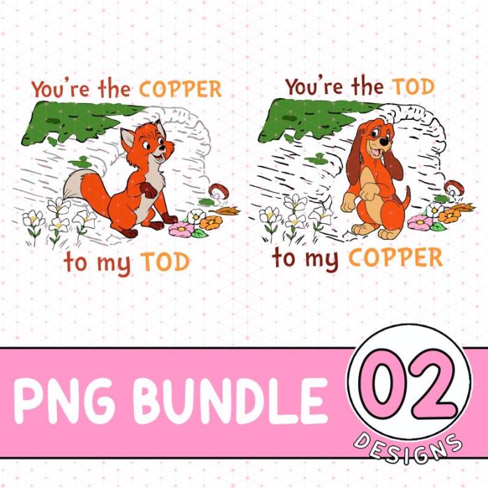 Disney Tod and Copper Friends Matching PNG | The Fox and the Hound PNG| DisneyWorld PNG| Disneyland BFF Trip | Disneyland Bestie Shirt