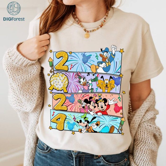 Disney Mickey & Friends Disneytrip 2024 PNG, Disneyland Happy New Year shirt, Disneyland Family Vacation 2024 shirt, New Year Eve,Christmas Gift