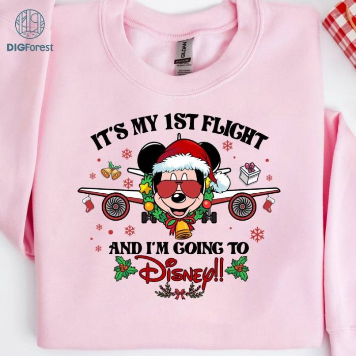 Disneyland Mickey and Minnie First Flight Png, Disneyland Trip Shirt, It's My 1st Flight and I'm Going To Disneyland Png, Disney Mickey Chritsmas Shirt