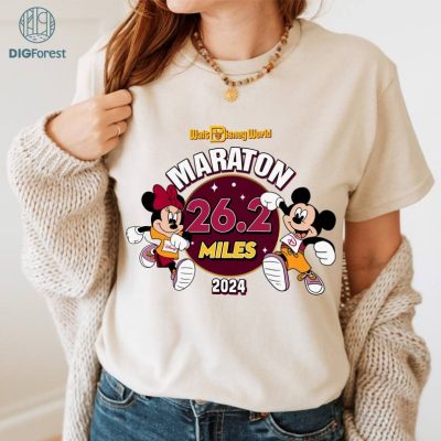 Vintage Disney Mickey and Friends Maraton 2024 Png, Mickey and Minnie 26 2 Miles Running Sweatshirt, Mickey and Friends Lovers Tee,Christmas Gift