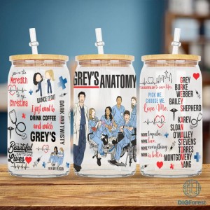 16oz Libbey Wrap | Greys Nurse | Grey’s Anatomy PNG | Grey Sloan | Greys Quote | Mcdreamy PNG Glass Can Wrap | Greys Anatomy Libbey Wrap