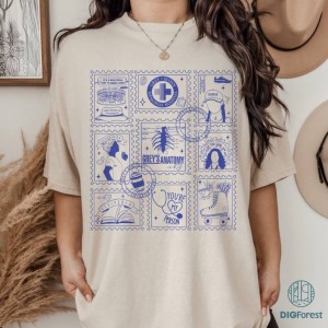 Grey's Anatomy Stamps Art PNG| Vintage Grey's Anatomy Shirt | Meredith Grey Derek Shepherd Shirt | Birthday Gift