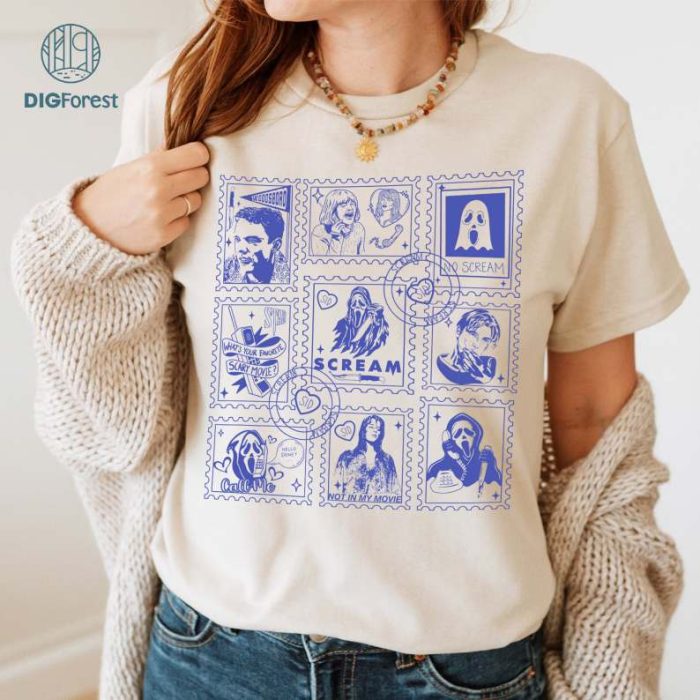 Ghostface Stamps Art Png | Spooky Shirt | Girl Ghost Shirt | Horror Tshirt | Woodsboro Shirt | Christmas Horror Shirt | Horror Movie Shirt