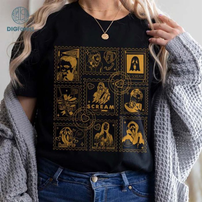 Ghostface Stamps Art Png | Spooky Shirt | Girl Ghost Shirt | Horror Tshirt | Woodsboro Shirt | Christmas Horror Shirt | Horror Movie Shirt