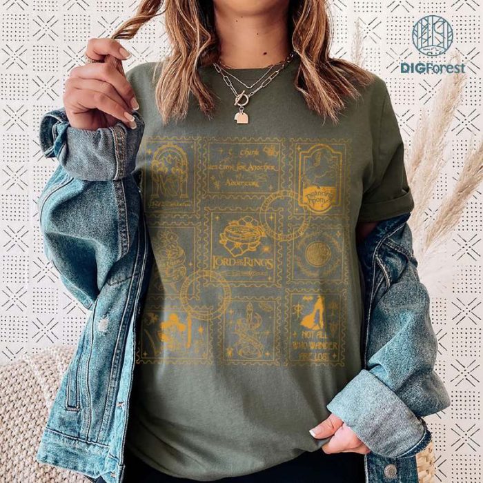 The Lord Of Rings Retro Stamps Png, Bootleg Movie Vintage Y2K Sweatshirt, Aragorn Merch Unisex Gift For Fan