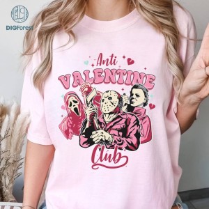 Anti Valentine Club PNG| Ghostface Valentine Shirt, Funny Valentine Sweatshirt, Funny Ghostface Tee, Family Couple Matching Shirt