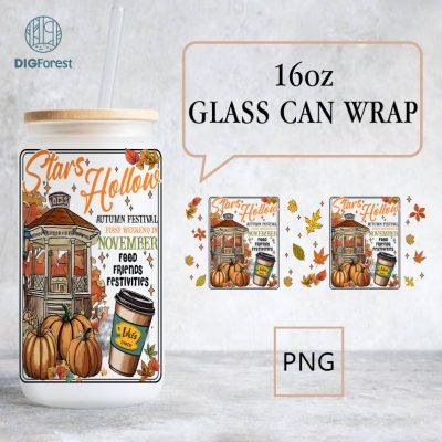 Stars Hollow Gilmore Girls Libbey Can Glass Wrap Png 16Oz | Luke's Diner Stars Hollow Png | Stars Hollow Christmas Png Perfect Libbey Glass